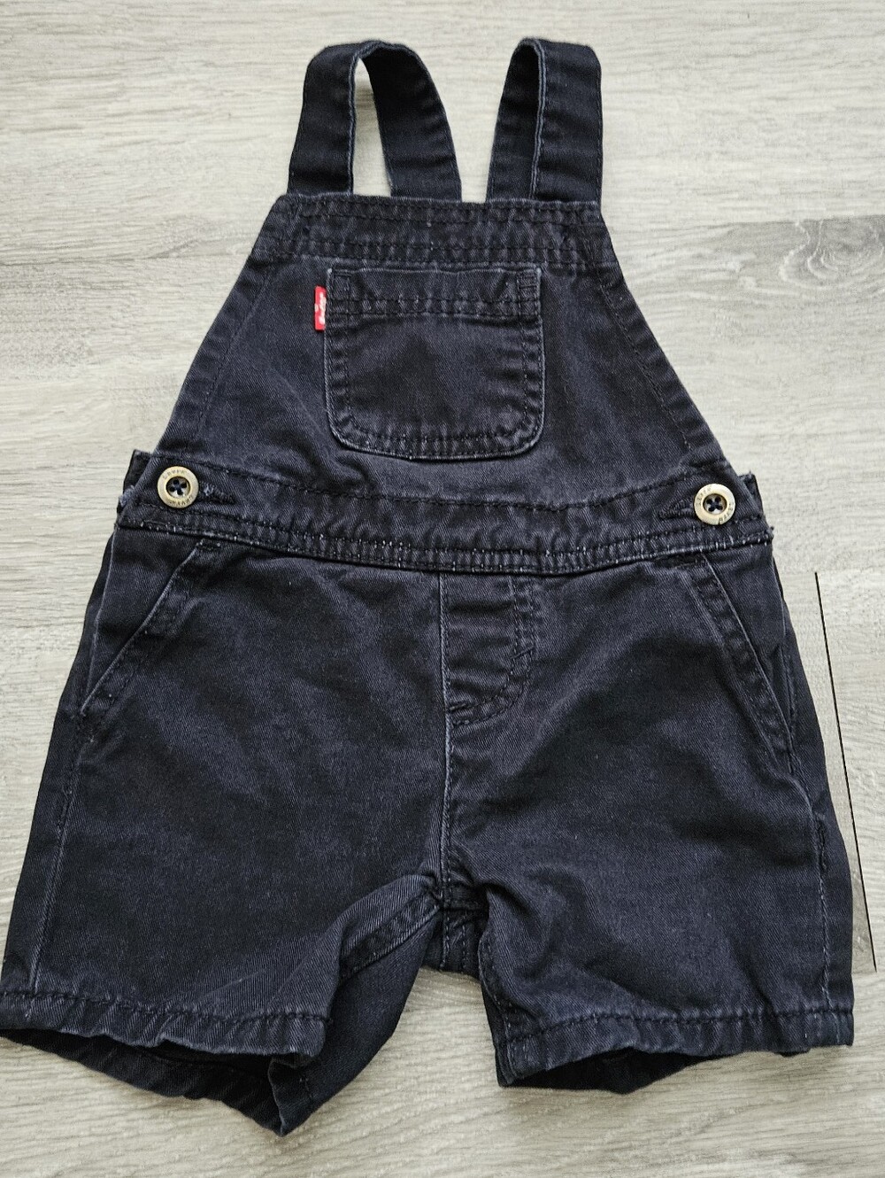 Levi's Infant Baby Black Denim Shortalls Size 12 Months